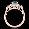 Image 4 : 2.05 CTW Intense Blue Diamond Solitaire Art Deco 3 Stone Ring 18K Rose Gold - REF-300W2F - 38147