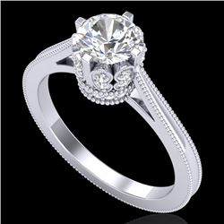 1.14 CTW VS/SI Diamond Art Deco Ring 18K White Gold - REF-220M5H - 36827