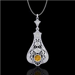 1.75 CTW Intense Fancy Yellow Diamond Art Deco Stud Necklace 18K White Gold - REF-254K5W - 37616