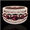 Image 1 : 2.25 CTW Garnet & Micro Pave VS/SI Diamond Designer Ring 10K Rose Gold - REF-69W3F - 21037