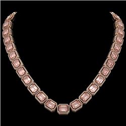 81.64 CTW Morganite & Diamond Halo Necklace 10K Rose Gold - REF-1728M2H - 41487
