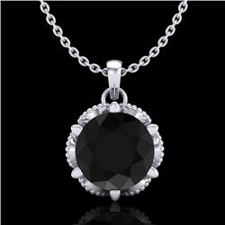 1.36 CTW Fancy Black Diamond Solitaire Art Deco Stud Necklace 18K White Gold - REF-85A5X - 38101