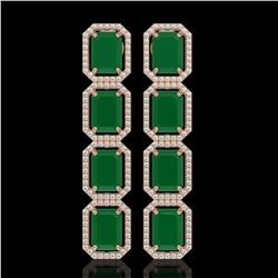 20.59 CTW Emerald & Diamond Halo Earrings 10K Rose Gold - REF-248M2H - 41571