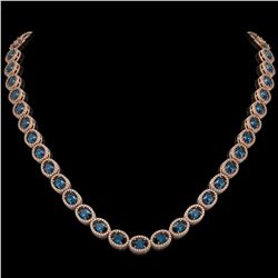 33.25 CTW London Topaz & Diamond Halo Necklace 10K Rose Gold - REF-511M3H - 40437