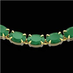 40 CTW Emerald Eternity Tennis Necklace 14K Yellow Gold - REF-254F5N - 23374