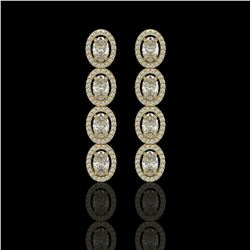 5.33 CTW Oval Diamond Designer Earrings 18K Yellow Gold - REF-982X4T - 42622