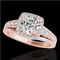 2 CTW H-SI/I Certified Diamond Solitaire Halo Ring 10K Rose Gold - REF-309K3W - 34320