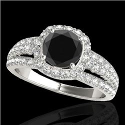 2.25 CTW Certified VS Black Diamond Solitaire Halo Ring 10K White Gold - REF-106Y5K - 34010