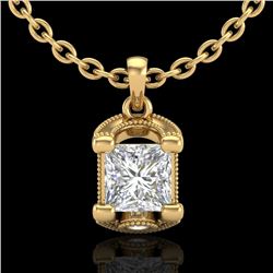1.25 CTW Princess VS/SI Diamond Solitaire Art Deco Necklace 18K Yellow Gold - REF-315X2T - 37156