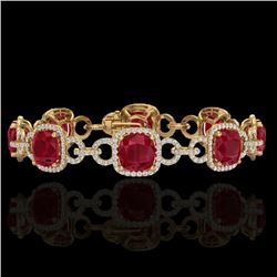 25 CTW Ruby & Micro VS/SI Diamond Bracelet 14K Yellow Gold - REF-457A3X - 23029