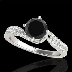 1.2 CTW Certified VS Black Diamond Bypass Solitaire Ring 10K White Gold - REF-59Y8K - 35110