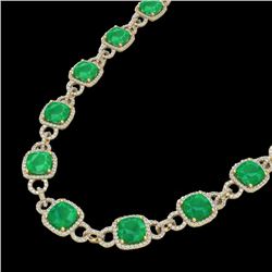 56 CTW Emerald & Micro VS/SI Diamond Eternity Necklace 14K Yellow Gold - REF-960T2M - 23042