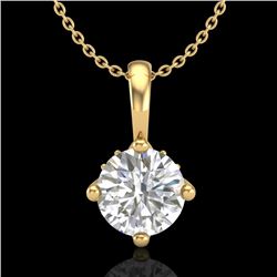 0.82 CTW VS/SI Diamond Solitaire Art Deco Necklace 18K Yellow Gold - REF-180A2X - 37027