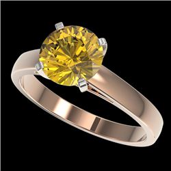 2 CTW Certified Intense Yellow SI Diamond Solitaire Engagement Ring 10K Rose Gold - REF-344M5H - 330