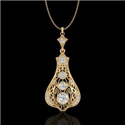 1.75 CTW VS/SI Diamond Art Deco Stud Necklace 18K Yellow Gold - REF-272W8F - 36946