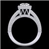 Image 1 : 3.5 CTW Princess VS/SI Diamond Solitaire Micro Pave Ring 18K White Gold - REF-581T8M - 37166
