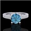 Image 2 : 1.45 CTW Fancy Intense Blue Diamond Solitaire Art Deco Ring 18K White Gold - REF-209H3A - 37754