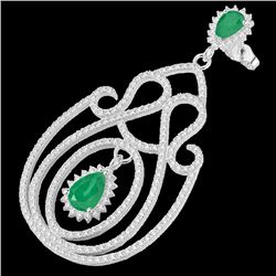 6.40 CTW Emerald & Micro Pave VS/SI Diamond Earrings 14K White Gold - REF-303Y5K - 22425