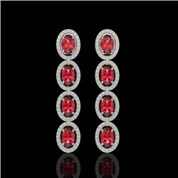 5.88 CTW Tourmaline & Diamond Halo Earrings 10K White Gold - REF-121W3F - 40520