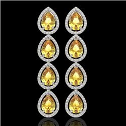 9.2 CTW Fancy Citrine & Diamond Halo Earrings 10K White Gold - REF-154Y2K - 41324