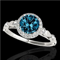 1.25 CTW Si Certified Fancy Blue Diamond Solitaire Halo Ring 10K White Gold - REF-160F2N - 33621