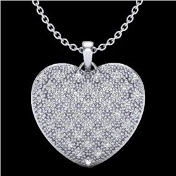 1.0 Designer CTW Micro Pave VS/SI Diamond Heart Necklace 14K White Gold - REF-87H3A - 20490