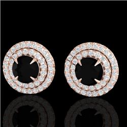 2 CTW Micro Pave VS/SI Diamond Stud Earrings Double Halo 14K Rose Gold - REF-100H8A - 21464