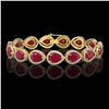 Image 1 : 30.06 CTW Ruby & Diamond Halo Bracelet 10K Yellow Gold - REF-368T5M - 41239