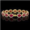Image 2 : 30.06 CTW Ruby & Diamond Halo Bracelet 10K Yellow Gold - REF-368T5M - 41239