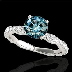 1.4 CTW Si Certified Fancy Blue Diamond Solitaire Ring 10K White Gold - REF-156T4M - 34876