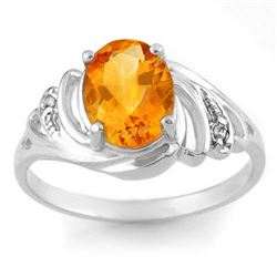 2.04 CTW Citrine & Diamond Ring 18K White Gold - REF-32F5N - 10699