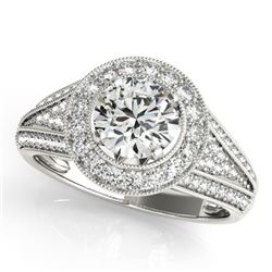 1.7 CTW Certified VS/SI Diamond Solitaire Halo Ring 18K White Gold - REF-416M4H - 26718