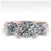 Image 1 : 2.0 CTW Cushion Cut VS/SI Diamond 3 Stone Designer Ring 18K Rose Gold - REF-447W2F - 32474