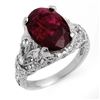 5.60 CTW Rubellite & Diamond Ring 14K White Gold - REF-202F8N - 11137
