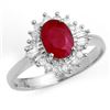 1.55 CTW Ruby & Diamond Ring 18K White Gold - REF-47A8X - 13206