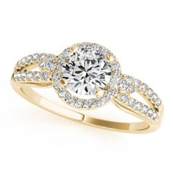 1 CTW Certified VS/SI Diamond Solitaire Halo Ring 18K Yellow Gold - REF-192W8F - 26807