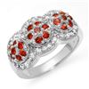 1.50 CTW Red Sapphire & Diamond Ring 14K White Gold - REF-76A2X - 10655