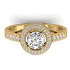 1.45 CTW Certified VS/SI Diamond Art Deco Micro Halo Ring 14K Yellow Gold - REF-217M3H - 30488