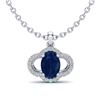 2 CTW Sapphire & Micro Pave VS/SI Diamond Necklace 10K White Gold - REF-30T2M - 20641