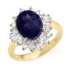 4.85 CTW Blue Sapphire & Diamond Ring 14K Yellow Gold - REF-78W2F - 14300