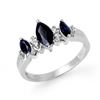 1.0 CTW Blue Sapphire & Diamond Ring 18K White Gold - REF-37Y3K - 12896