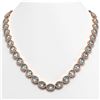 55.41 CTW Sky Topaz & Diamond Halo Necklace 10K Rose Gold - REF-636H4A - 40584