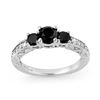 1.40 CTW VS Certified Black & White Diamond Ring 10K White Gold - REF-53T6M - 11835