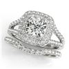 1.72 CTW Certified VS/SI Diamond 2Pc Wedding Set Solitaire Halo 14K White Gold - REF-243H5A - 30906