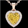 1 CTW Citrine & Micro Pave VS/SI Diamond Heart Necklace Halo 14K Rose Gold - REF-28T4M - 21335