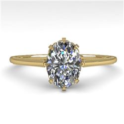 1.0 CTW VS/SI Oval Diamond Solitaire Engagement Ring 18K Yellow Gold - REF-283W5F - 35749