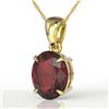 Image 1 : 3.50 CTW Garnet Designer Inspired Solitaire Necklace 18K Yellow Gold - REF-29T3M - 21864