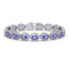 21.35 CTW Tanzanite & Diamond Halo Bracelet 10K White Gold - REF-353W6F - 40610