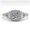 0.50 CTW Certified VS/SI Cushion Diamond Engagement Ring Deco 18K White Gold - REF-113F8N - 36027