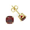 Image 2 : 3 CTW Cushion Cut Garnet Designer Solitaire Stud Earrings 18K Yellow Gold - REF-29Y3K - 21744